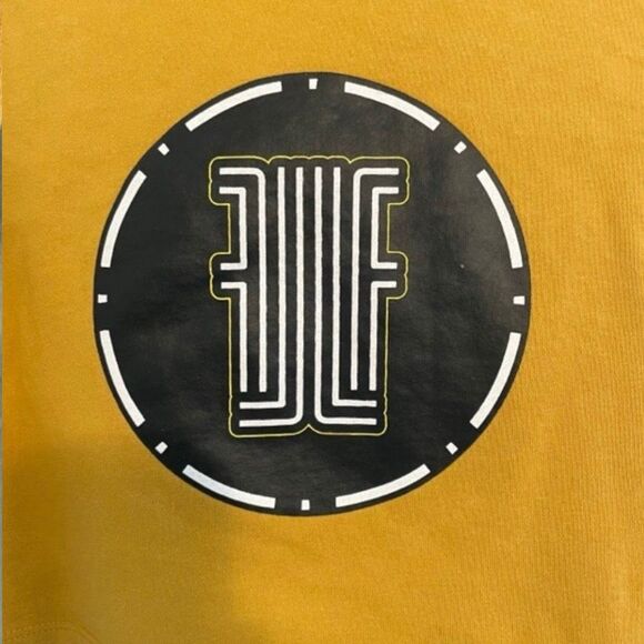 LF The Brand Logo Hoodie Sweatshirt Mustard Yellow Cropped Long Sleeves XS - Picture 5 of 9